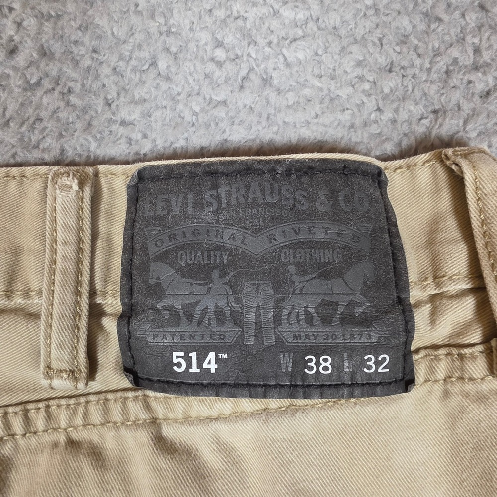 Levis 514 Chino Pants Mens 38x32  Straight Fit Tan Excellent Khaki Cotton Casual - Picture 5 of 8